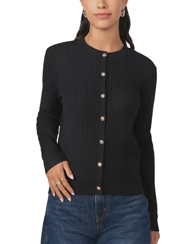 Point Twisted Cable Knit Cardigan In Navy