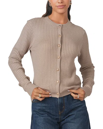 Point Twisted Cable Knit Cardigan In Neutral