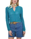Point Wide Knit Cardigan In Ocean Teal