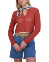 Point Wide Knit Cardigan In Terracotta
