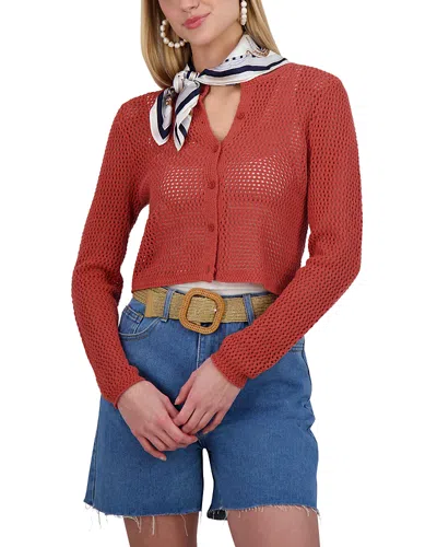 Point Wide Knit Cardigan In Terracotta