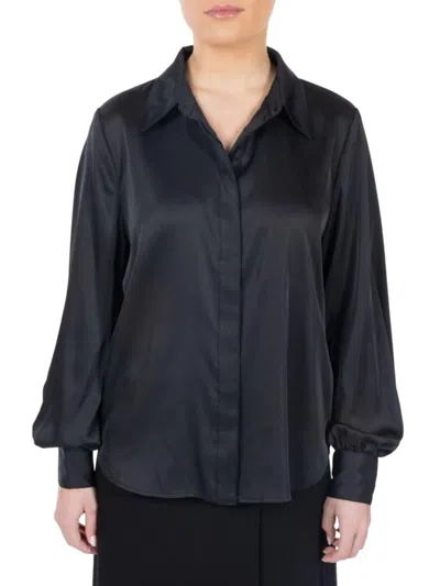 Point Women's Blouson Sleeve Shirt In Black
