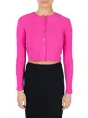Point Women's Crop Button Cardigan In Hot Pink