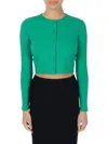 Point Women's Crop Button Cardigan In Kelly Green