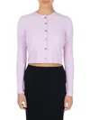 Point Women's Crop Button Cardigan In Light Pink