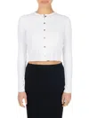 Point Women's Crop Button Cardigan In Off White