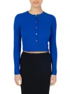 Point Women's Crop Button Cardigan In Royal Blue