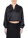 Point Women's Dropped Shoulder Cropped Bomber Jacket In Black