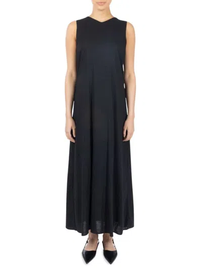 Point Women's Linen Blend Maxi Dress In Black