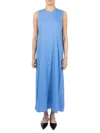 Point Women's Linen Blend Maxi Dress In Denim Blue