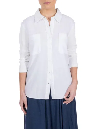 Point Women's Linen Blend Shirt In Off White