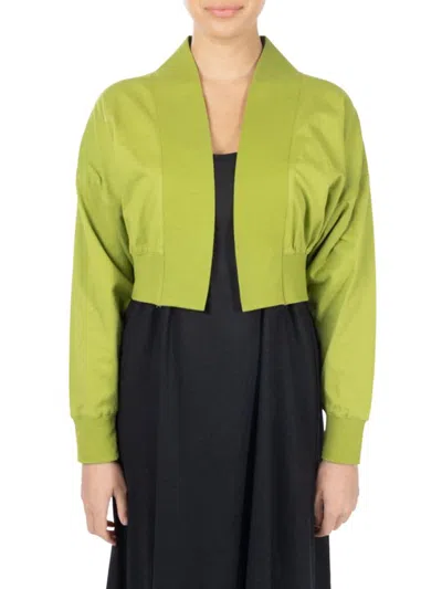Point Women's Open Front Cropped Jacket In Spring Green