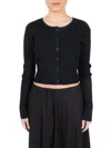 Point Cropped Crewneck Cardigan In Black