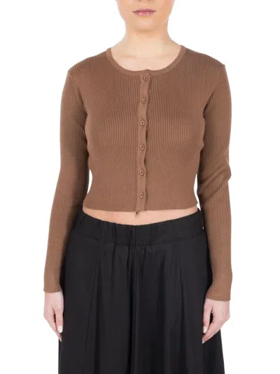 Point Women's Ribbed Crop Top In Chestnut