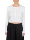 Point Cropped Crewneck Cardigan In Off White