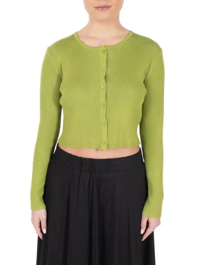 Point Women's Ribbed Crop Top In Spring Green