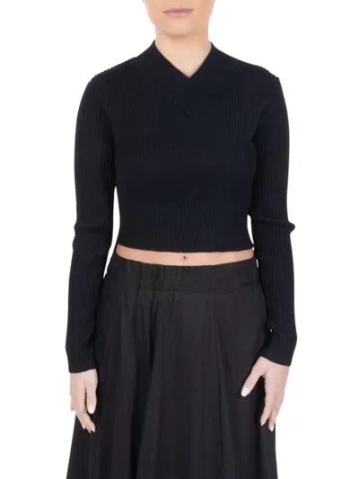 Point Women's Ribbed Cropped Sweater In Black