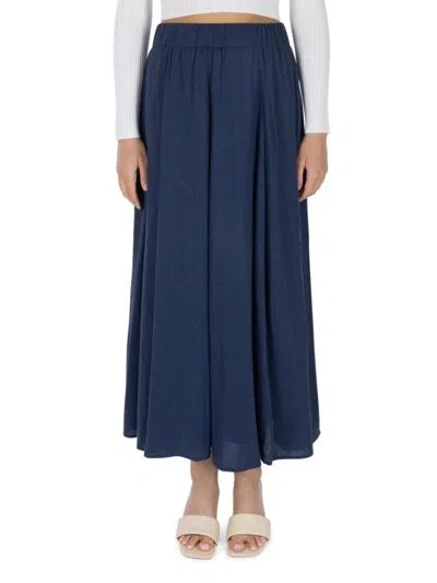 Point Women's Solid Linen Blend Maxi Skirt In Blue