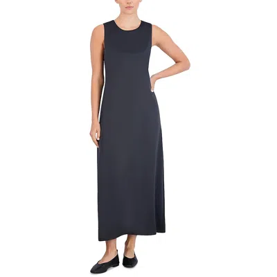 Point Womens Satin Sleeveless Maxi Dress In Black
