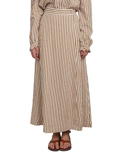 Point Wrap Maxi Skirt In Brown