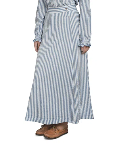 Point Wrap Maxi Skirt In Blue