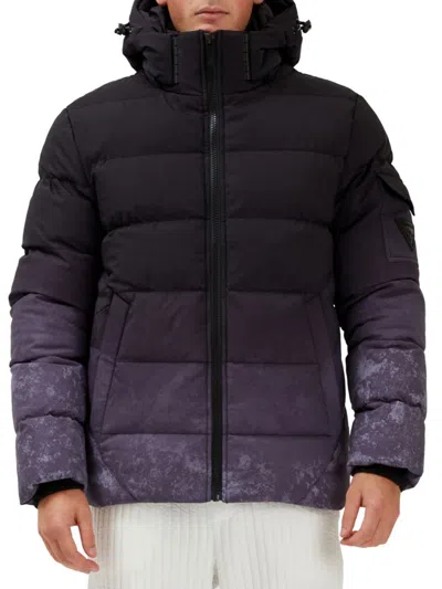 Point Zero By Maurice Benisti Men's Dip Dye Hooded Puffer Jacket In Navy