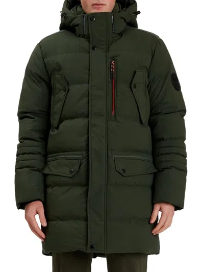 Point Zero By Maurice Benisti Men's Heritage Hooded Puffer Jacket In Military