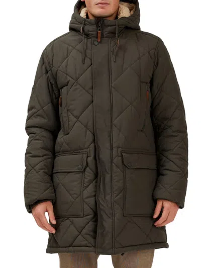 Point Zero By Maurice Benisti Men's Heritage Quilted Hooded Bib Parka In Army