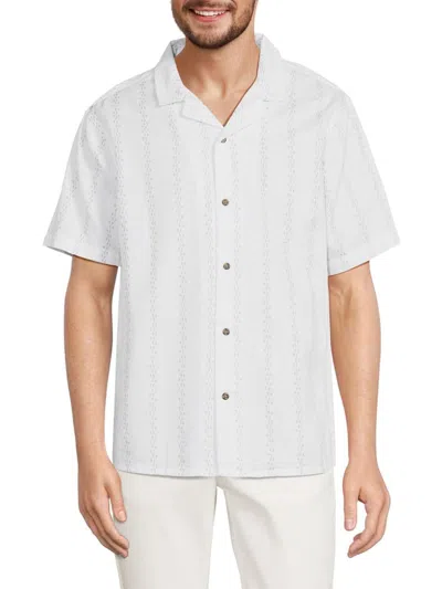 Point Zero By Maurice Benisti Men's Textured Camp Shirt In Optic White