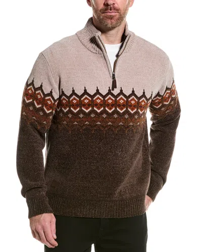 Point Zero Chenille 1/4-zip Mock Neck Sweater In Brown