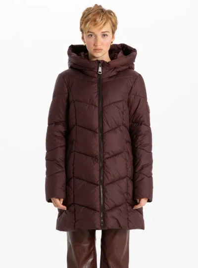 Point Zero Classic Long Puffer Design In Merlot
