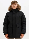 Point Zero Hooded Mid-length Parka In Black