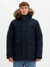 Point Zero Hooded Mid-length Parka In Navy