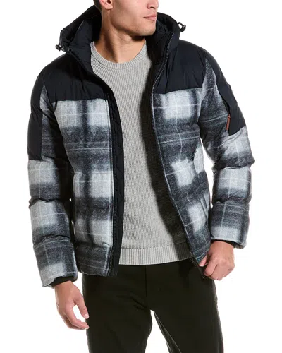Point Zero Quilted Big Check Print Puffer Jacket In Grey