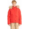 Point Zero Removable Hood & Fur Bomber In Red