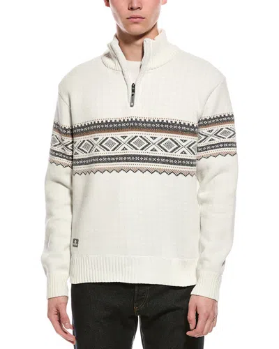 Point Zero Semi Fit 1/4-zip Mock Neck Sweater In White