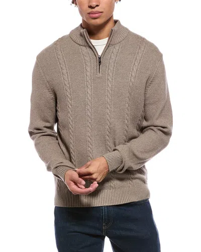 Point Zero Semi Fit 1/4-zip Mock Neck Sweater In Beige