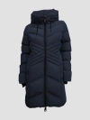 Point Zero Star-stitch Chic Long Puffer Jacket In Navy