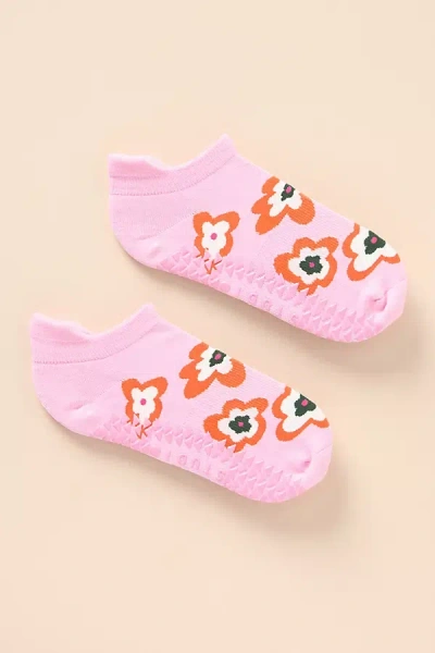 Pointe Studio Floral Ankle Socks In Pink