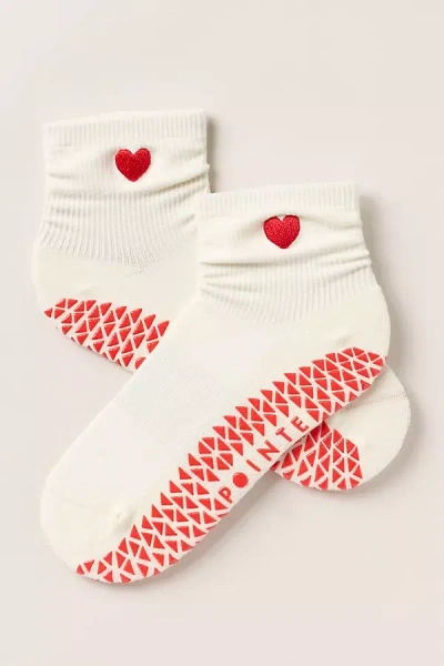 Pointe Studio Icon Ankle Grip Socks In Red