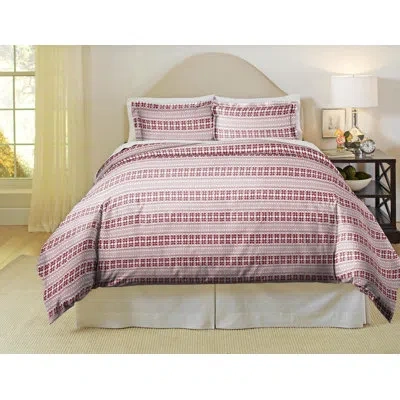 Pointehaven 180 Gsm Cotton Flannel 180 Gsm Cotton Flannel, Isle Flake Duvet Set In Red,white