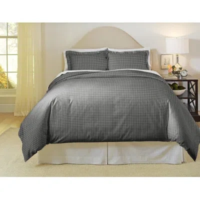 Pointehaven 180 Gsm Luxury Cotton Printed Reversible Duvet Cover Set In Gray