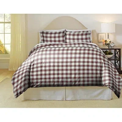 Pointehaven 180 Gsm Luxury Cotton Printed Reversible Duvet Cover Set In Red