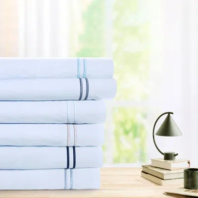 Pointehaven 300 Tc Percale 100% Long Staple Cotton Double Satin Stitch Euro Shams Pair In Charcoal