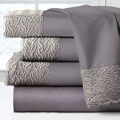 Pointehaven 300 Thread Count 100% Cotton Sheet Set In Gray