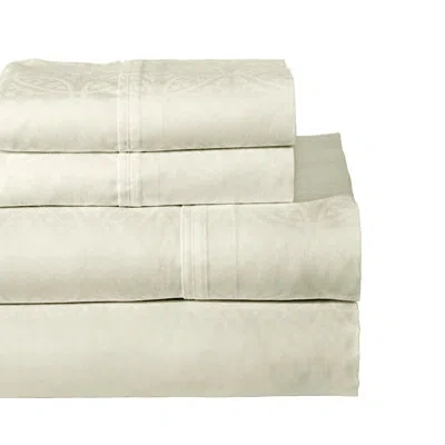 Pointehaven 300 Thread Count Tone-on-tone 100% Cotton Sheet Set In Bone