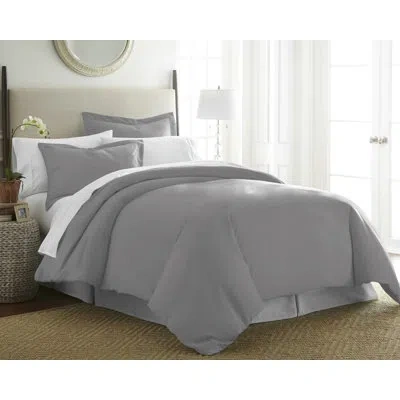 Pointehaven 525 Thread Count  Long Staple Cotton Deep Pocket Duvet Set In Steel Gray