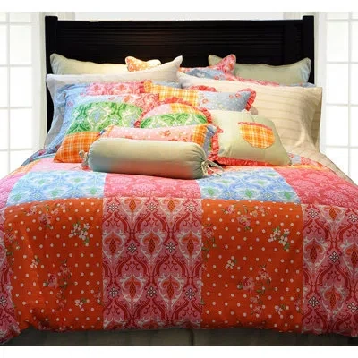 Pointehaven Clarissa 3 Piece Reversible Duvet Cover Set In Red,blue