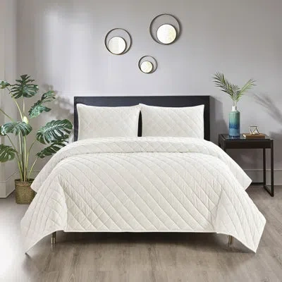 Pointehaven Ivory Oversized Diamond Quilt Set, Twin/twin Extra Long