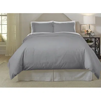 Pointehaven Long Staple Duvet Cover Set In Medium Gray